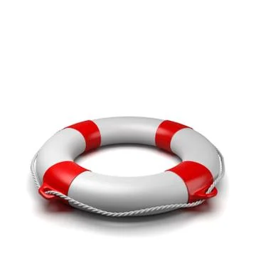 Lifebuoy on White Background with Copyspace 3D Illustration Stock Illustration