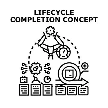 Lifecycle completion concept with process management illustration Stock Illustration