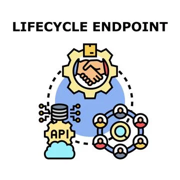 Lifecycle endpoint processing data interface connection イラスト素材