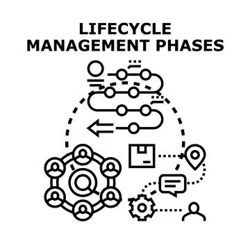 Lifecycle management phases concept vector illustration Illustrazione stock