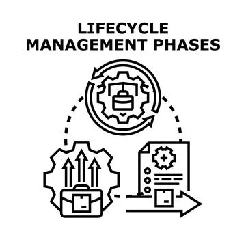 Lifecycle management phases concept workflow process illustration Stock Illustration