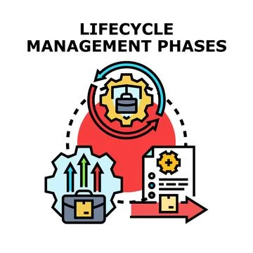 Lifecycle management phases concept workflow process illustration Stock Illustration