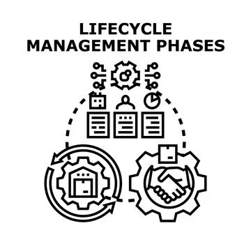 Lifecycle management phases process controlling business operations Stock Illustration