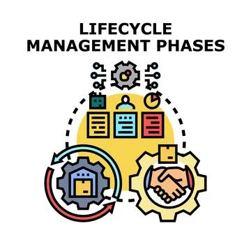 Lifecycle management phases process controlling business operations Stock Illustration