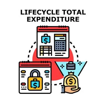 Lifecycle total expenditure planning budgeting saving concept Ilustração Stock