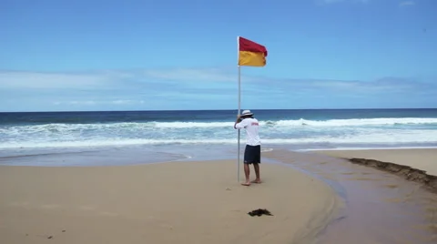 Lifeguard and Beach Safety Flags Stock Footage 40431973
