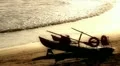Lifeguard boat on coast at sunset HD Footage