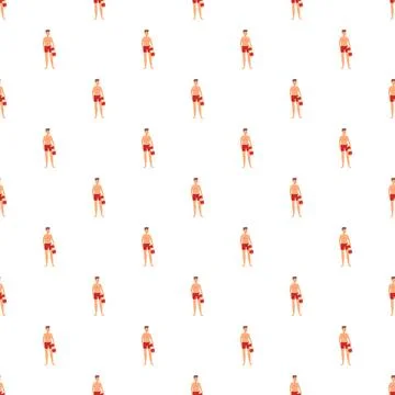 Lifeguard man seamless pattern on white background Stock Illustration