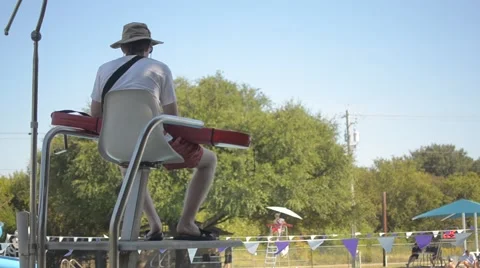 Lifeguard at the Pool Stock Footage 56133309
