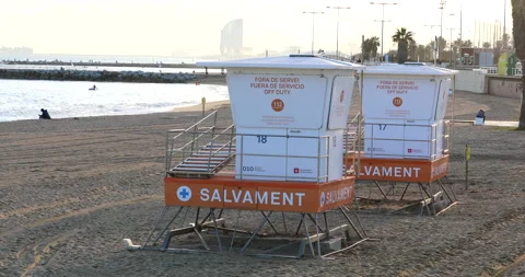 Lifeguard Post On Barceloneta Beach Stock Footage 228466953