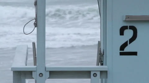 Lifeguard stand at the ocean Stock Footage 46463204