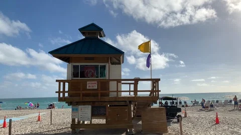  Lifeguard Station on a Beach Stock Footage 100730826