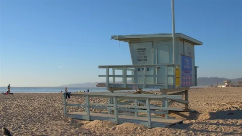 Lifeguard Tower on Beach Stock Footage 99522424