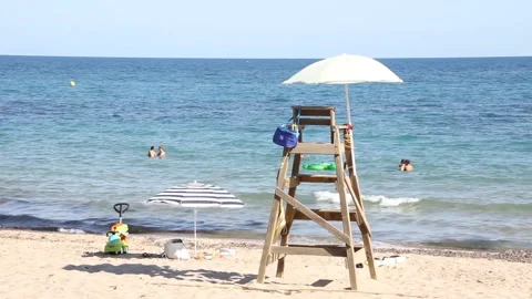 Lifeguard Tower on the Beach Stock Footage 135449931