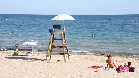 Lifeguard Tower on the Beach Stock Footage 135449943