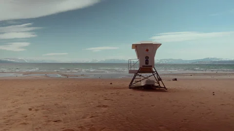 Lifeguard Tower on the Beach Stock Footage 255745481
