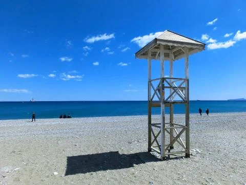 Lifeguard tower on the beach Stock Photos