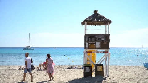 Lifeguard tower Stock Footage 128347605