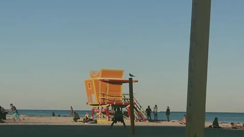Lifeguard tower in Miami Beach Stock Footage 257980983