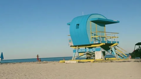 Lifeguard tower in Miami Beach Stock Footage 257993030