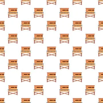 Lifeguard tower pattern illustrating summer beach safety Stock Illustration