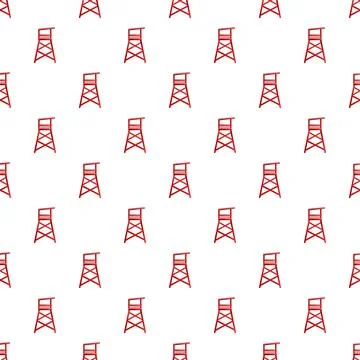 Lifeguard tower pattern repeating on white background Illustrazione stock