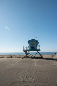 Lifeguard tower at Refugio State Beach, California Stock Photos
