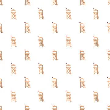 Lifeguard tower seamless pattern protecting beach safety Stock Illustration
