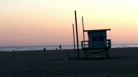 Lifeguard Tower Sunset Video stock 110390