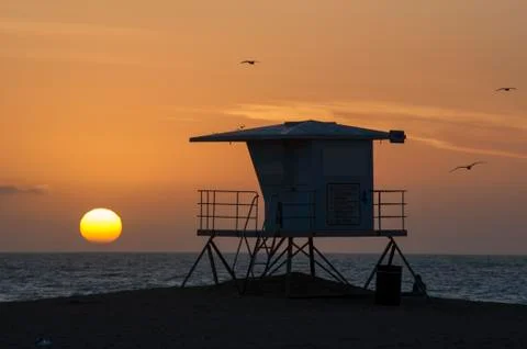 Lifeguard tower sunset Stock Photos