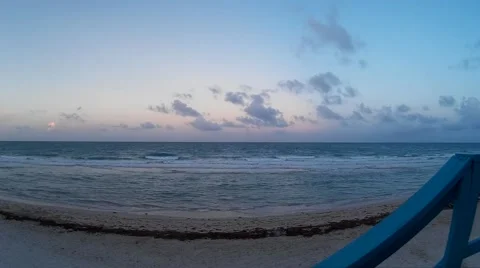 Lifeguard Tower View of Ocean and Sky at Miami Beach 스톡 동영상 50056056