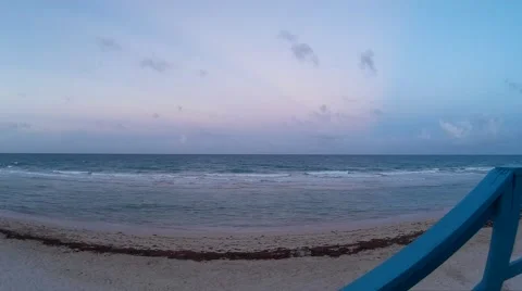 Lifeguard Tower View of Ocean and Sky at Miami Beach 스톡 동영상 50056183