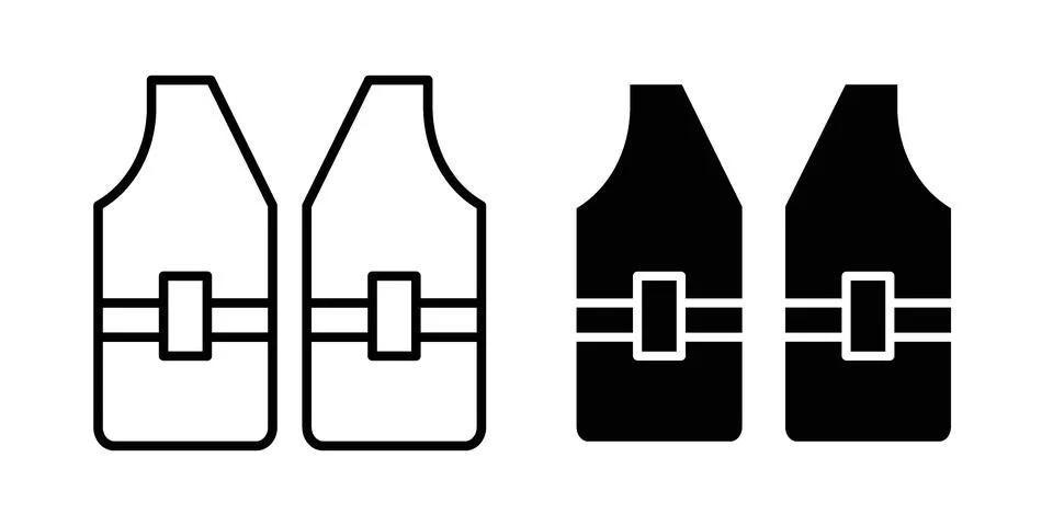 Lifejacket icon linear versions pack on white background Stock Illustration