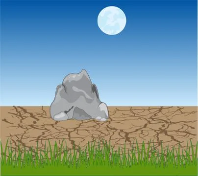 Lifeless desert in the night Stock Illustration