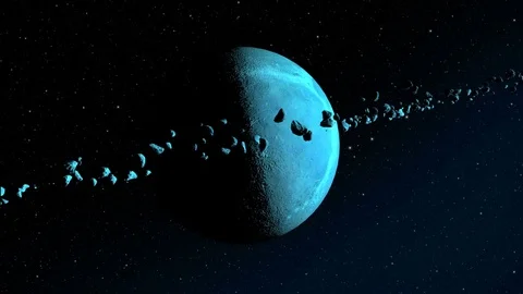 Lifeless planets and asteroids fly past Stock-Footage 77440578