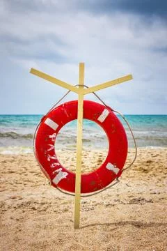 Lifeline on the beach Stock Photos