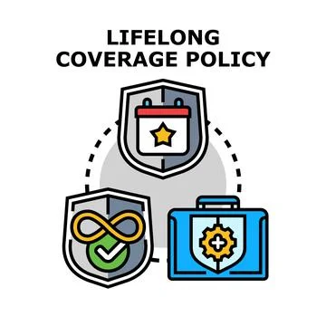 Lifelong coverage policy securing future protection warranty Stock Illustration