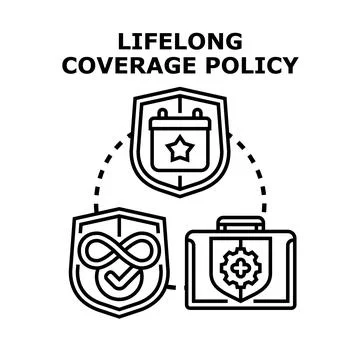 Lifelong coverage policy securing future protection warranty Stock Illustration