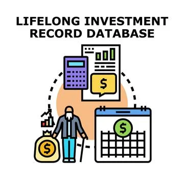 Lifelong investment record database for future planning Illustrazione stock