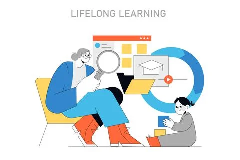 Lifelong Learning concept. Vector illustration. Illustrazione stock