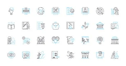 Lifelong Learning linear icons set. Growth, Exploration, Curiosity, Progression Illustrazione stock