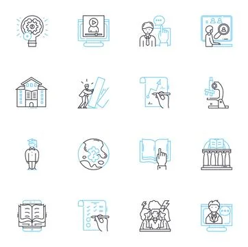 Lifelong Learning linear icons set. Growth, Exploration, Curiosity, Progression イラスト素材