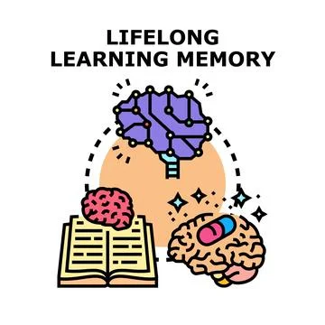 Lifelong learning memory enhancing cognitive brain science Illustrazione stock
