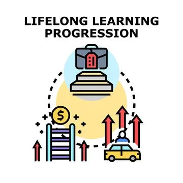 Lifelong learning progression achieving career and financial growth Stock Illustration