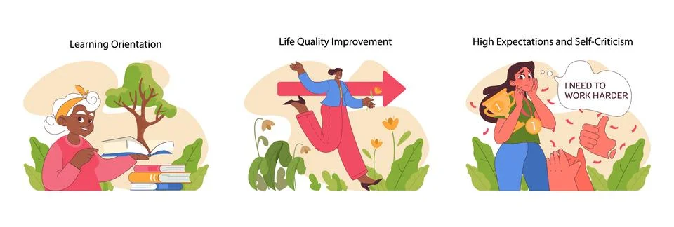 Lifelong learning set. Flat vector illustration Illustrazione stock