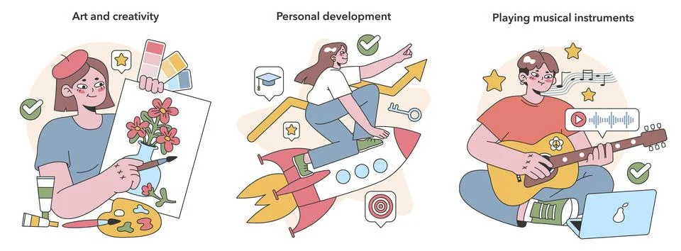 Lifelong learning set. Flat vector illustration 스톡 일러스트