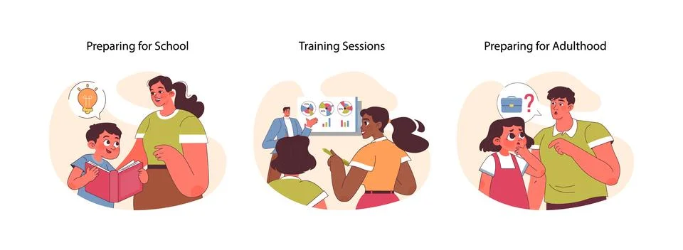 Lifelong Learning set. Flat vector illustration Illustrazione stock