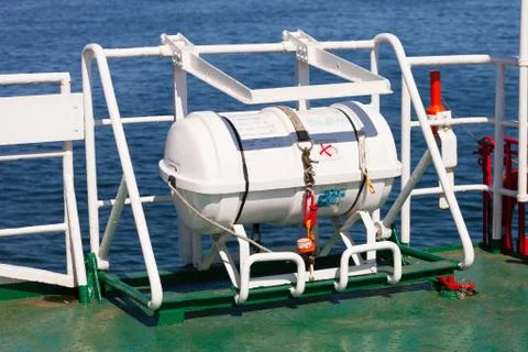 Liferaft on a ship Stock Photos