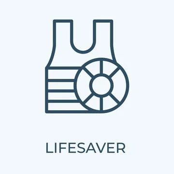 Lifesaver editable stroke thin vector line icon. Stock Illustration