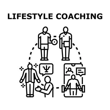 Lifestyle coaching assisting personal development and fitness goals Stock Illustration
